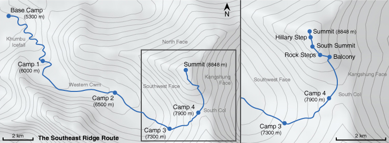 Everest Southeast Ridge Route Map